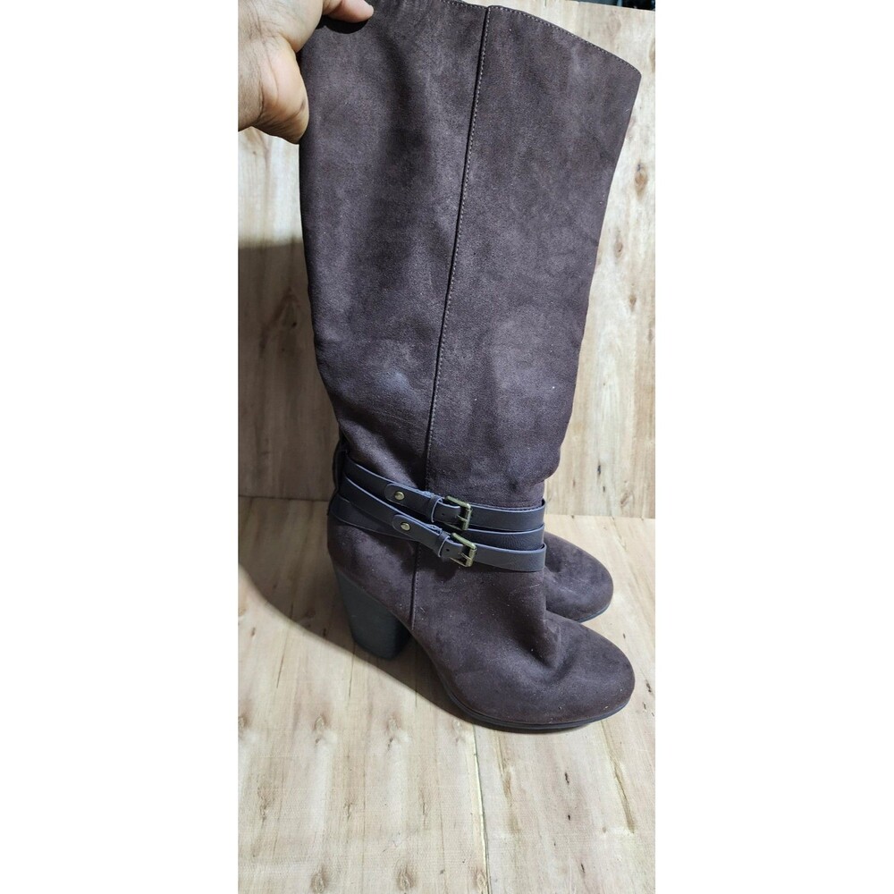 TORRID Brown Suede Wide Calf Boots with Buckle, Size 10WW - Picture 3 of 11